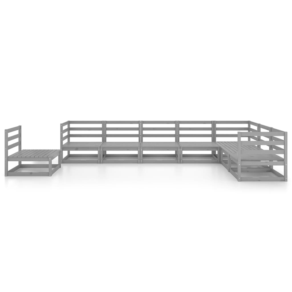 vidaXL 8-delige Loungeset massief grenenhout grijs