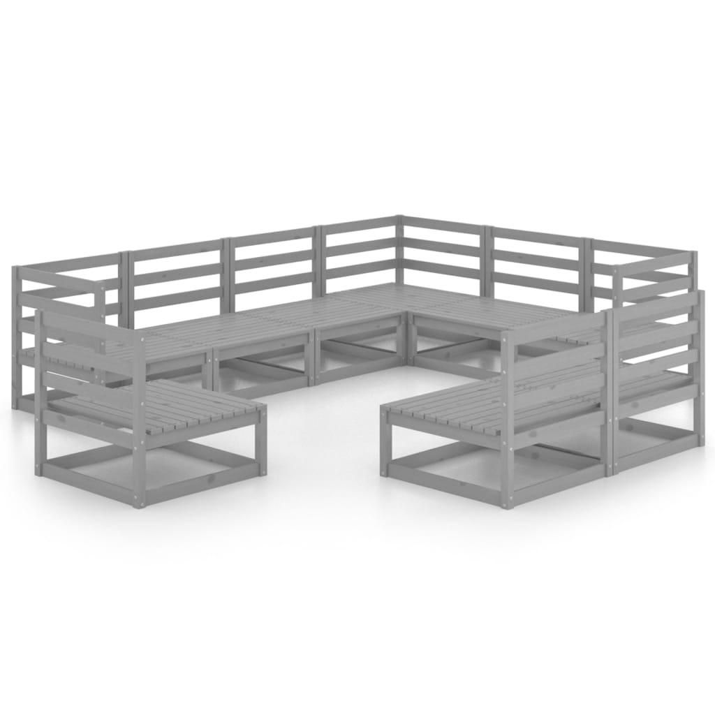 vidaXL 9-piece Lounge Set Solid Pine Wood Grey