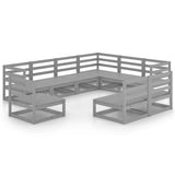 vidaXL 9-piece Lounge Set Solid Pine Wood Grey