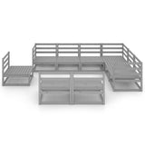 vidaXL 9-piece Lounge Set Solid Pine Wood Grey