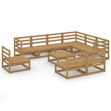 vidaXL 10-Piece Lounge Set Solid Pine Honey Brown