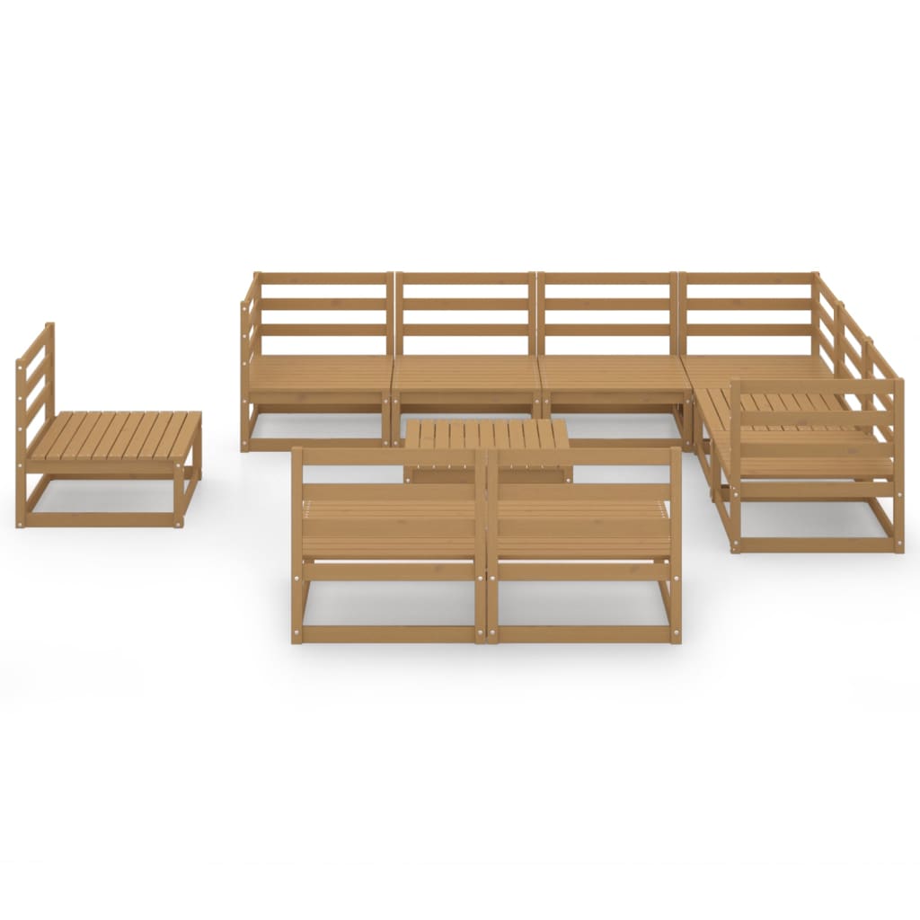vidaXL 10-Piece Lounge Set Solid Pine Honey Brown