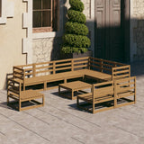vidaXL 10-Piece Lounge Set Solid Pine Honey Brown