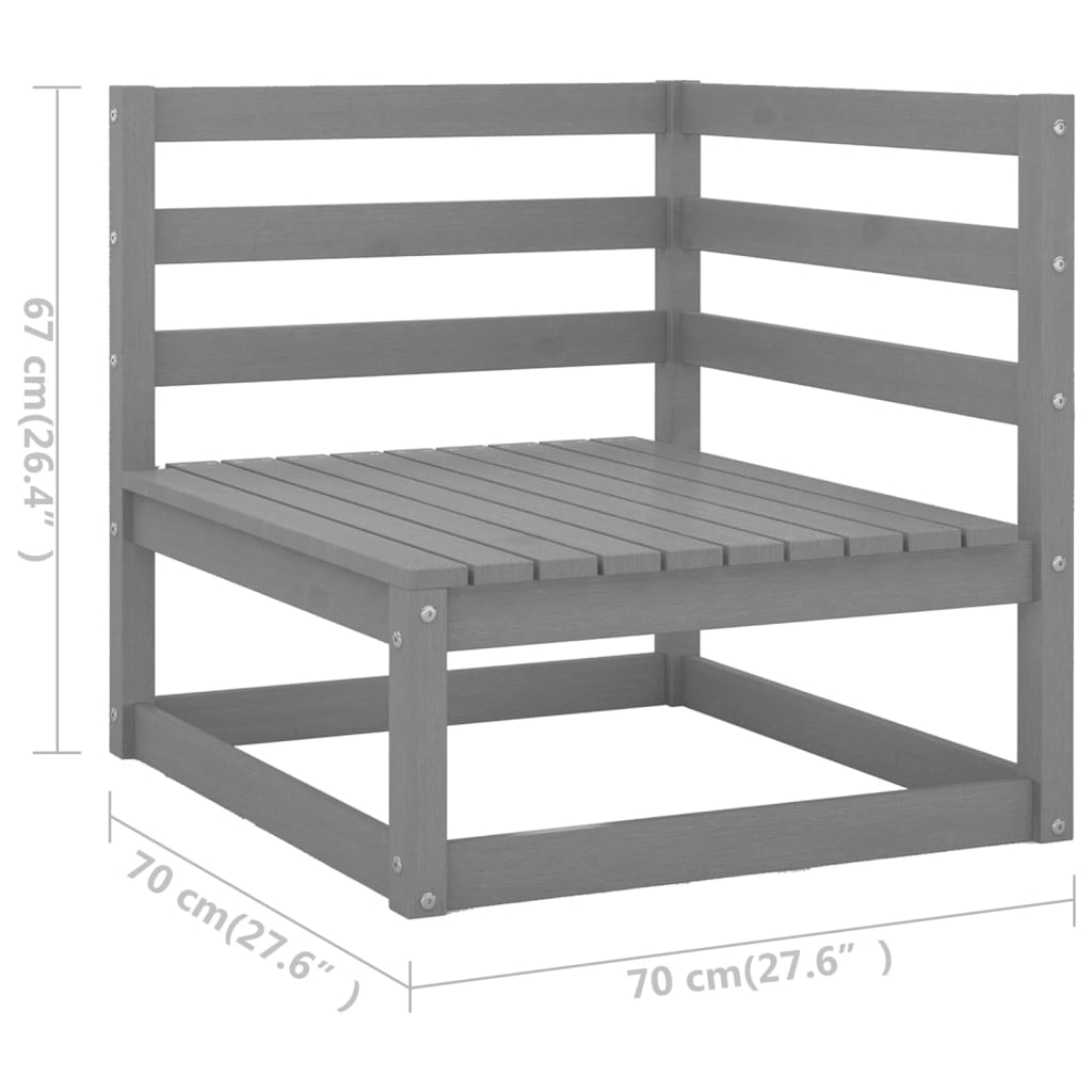 vidaXL 10-Piece Lounge Set Solid Pine Wood Grey