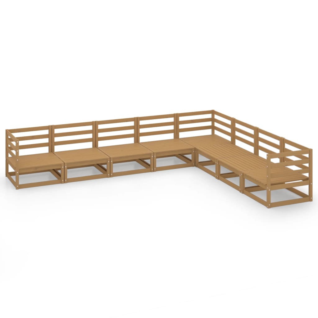 vidaXL 8-Piece Lounge Set Solid Pine Wood Honey Brown