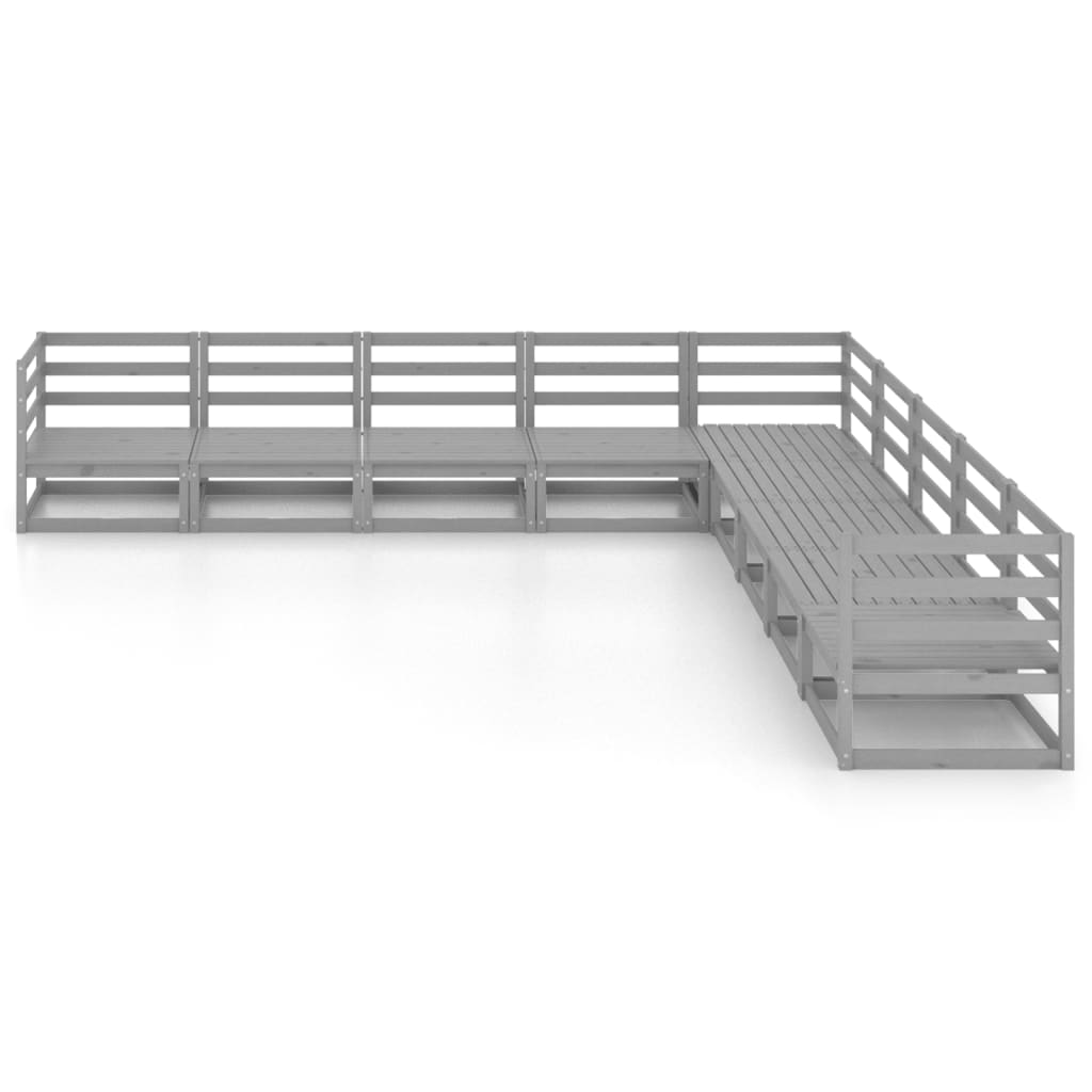 vidaXL 9-piece Lounge Set Solid Pine Wood Grey