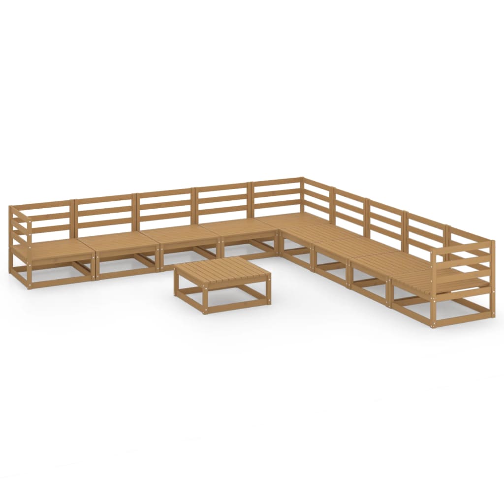 vidaXL 10-Piece Lounge Set Solid Pine Honey Brown