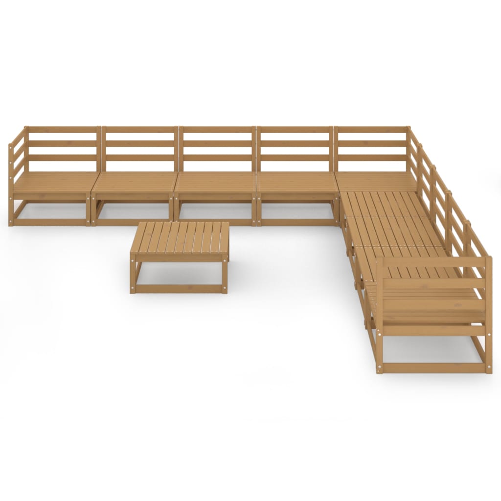 vidaXL 10-Piece Lounge Set Solid Pine Honey Brown
