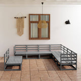 vidaXL 9-piece Lounge Set Solid Pine Wood Grey