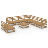 vidaXL 10-Piece Lounge Set Solid Pine Honey Brown