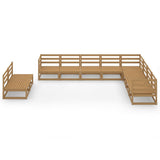 vidaXL 10-Piece Lounge Set Solid Pine Honey Brown
