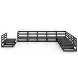 vidaXL 11-Piece Solid Pine Wood Garden Lounge Set Black