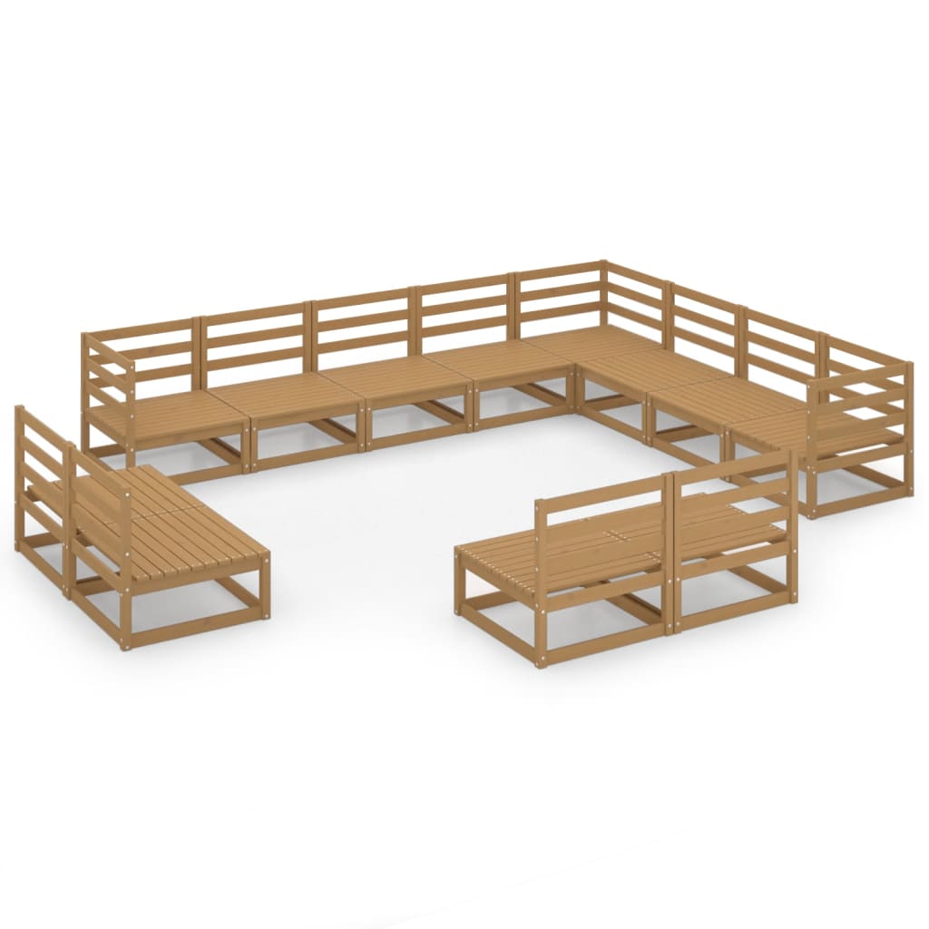 vidaXL 12-Piece Lounge Set Solid Pine Honey Brown