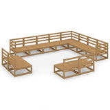 vidaXL 12-Piece Lounge Set Solid Pine Honey Brown