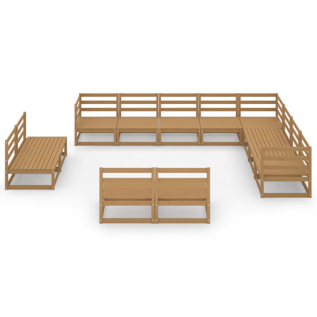 vidaXL 12-Piece Lounge Set Solid Pine Honey Brown