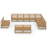 vidaXL 12-Piece Lounge Set Solid Pine Honey Brown