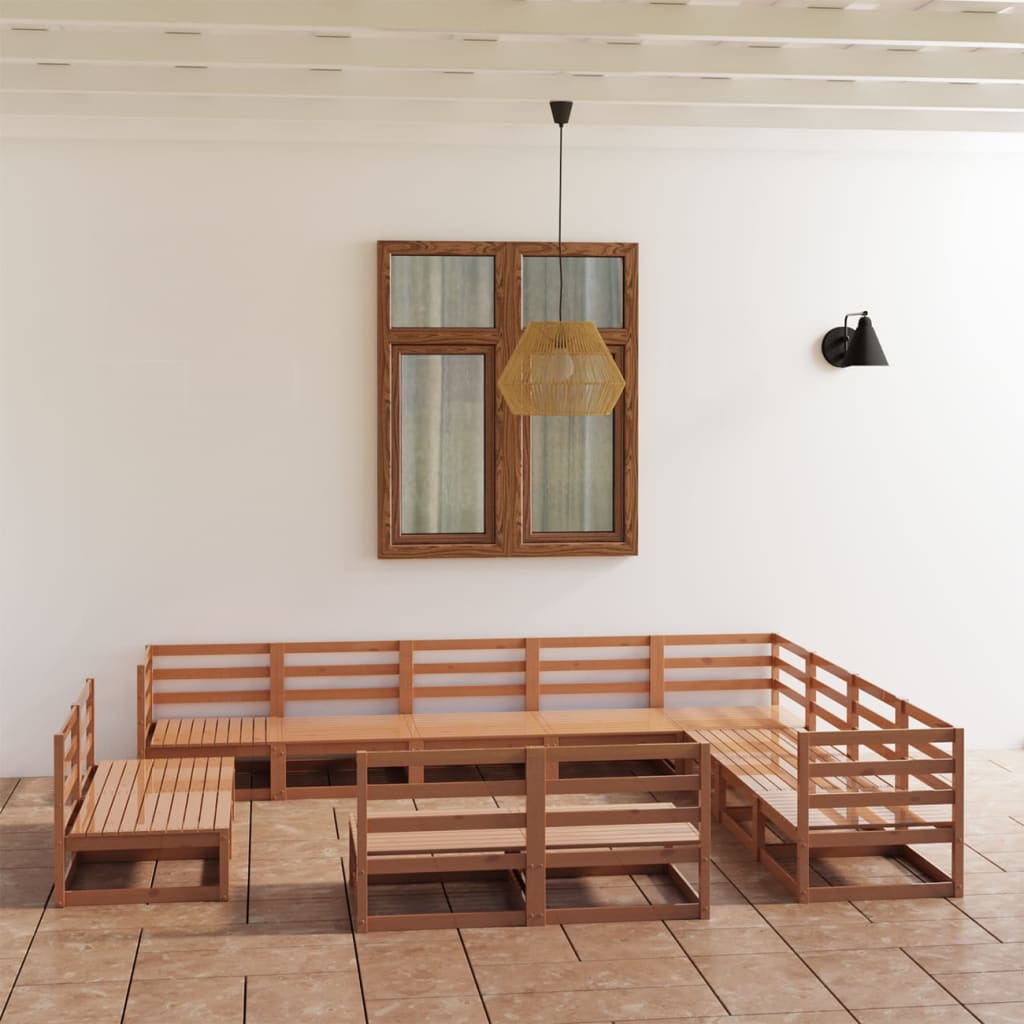 vidaXL 12-Piece Lounge Set Solid Pine Honey Brown
