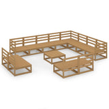 vidaXL 13-Piece Lounge Set Solid Pine Honey Brown