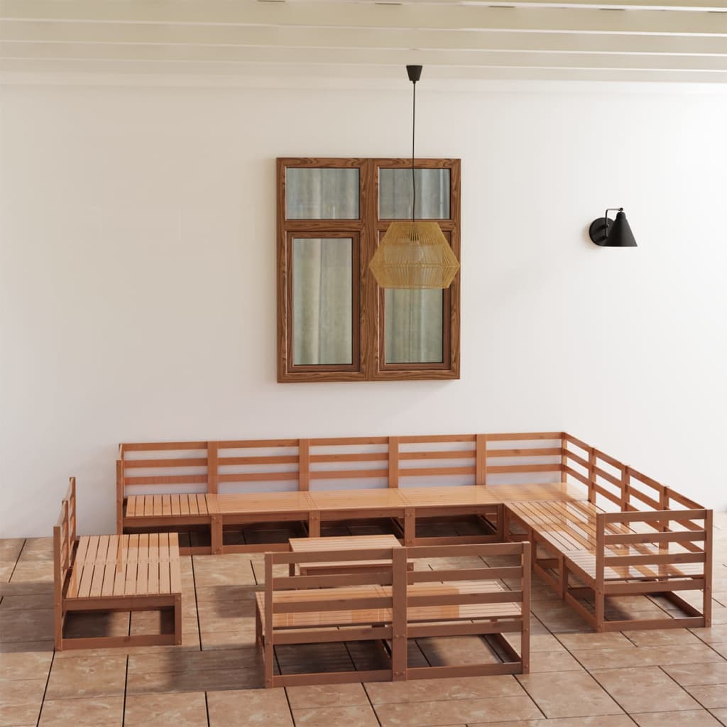 vidaXL 13-Piece Lounge Set Solid Pine Honey Brown