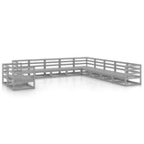 vidaXL 11-Piece Solid Pinewood Lounge Set Grey