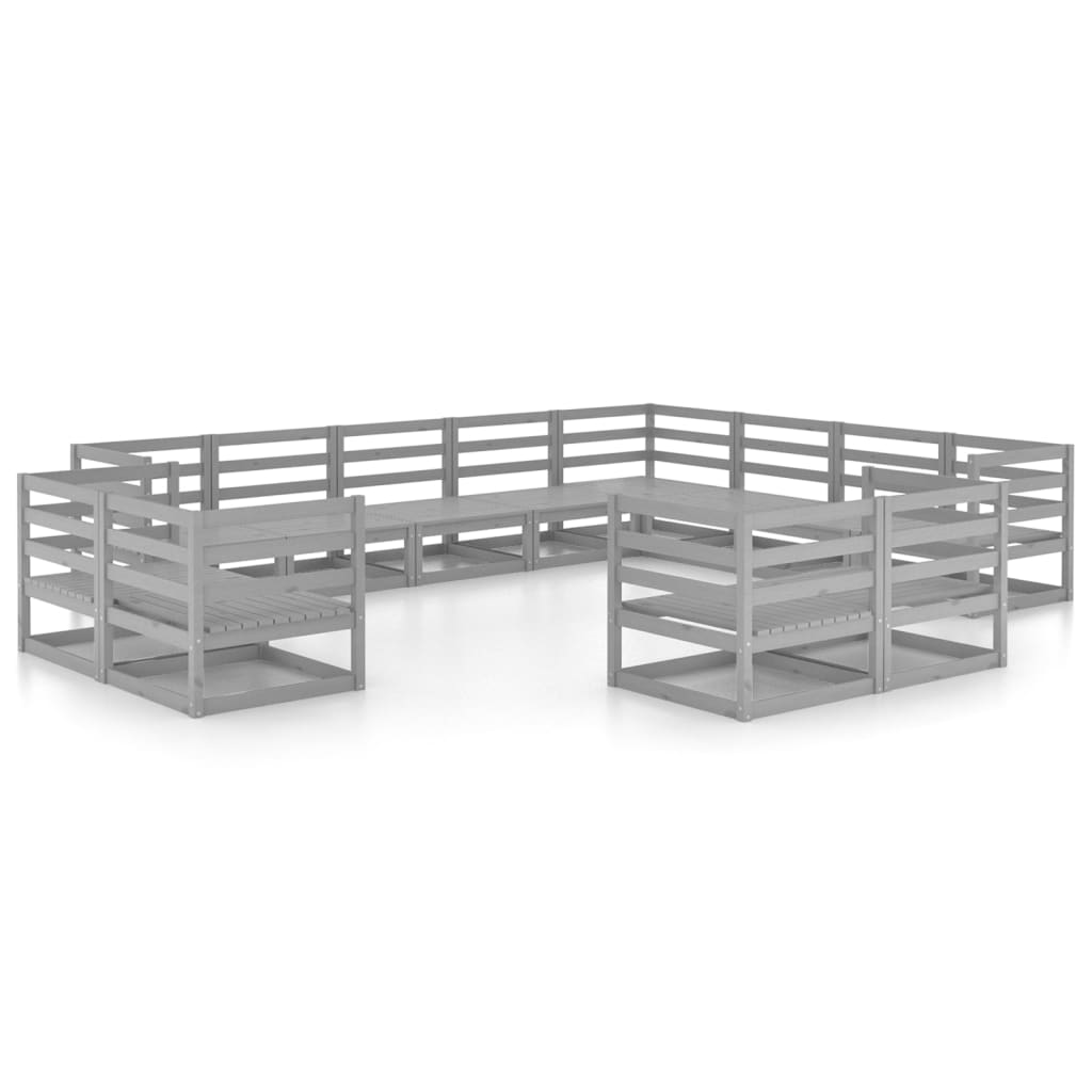 vidaXL 12-Piece Lounge Set Solid Pinewood Grey