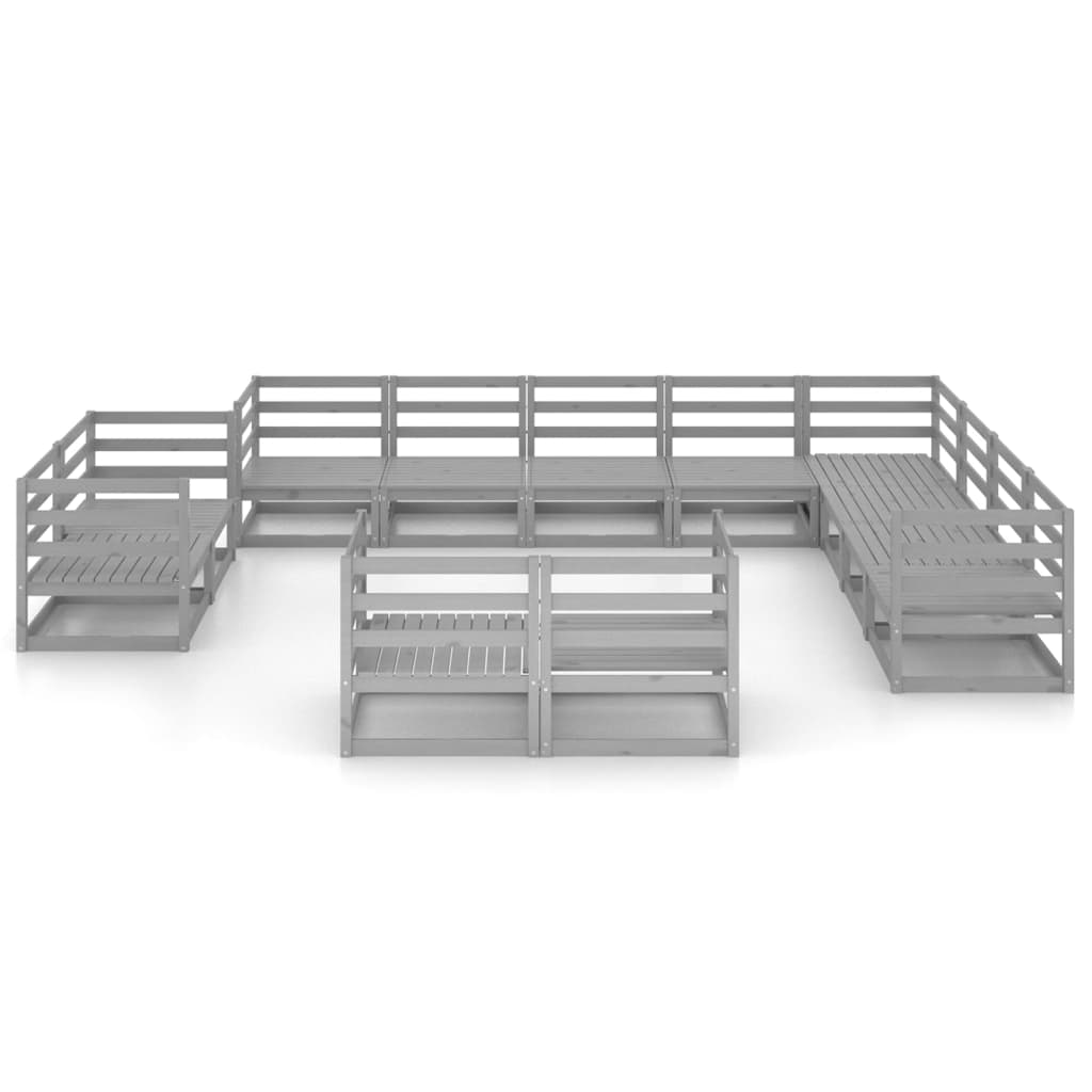 vidaXL 12-Piece Lounge Set Solid Pinewood Grey