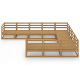 vidaXL 10-Piece Solid Pinewood Lounge Set