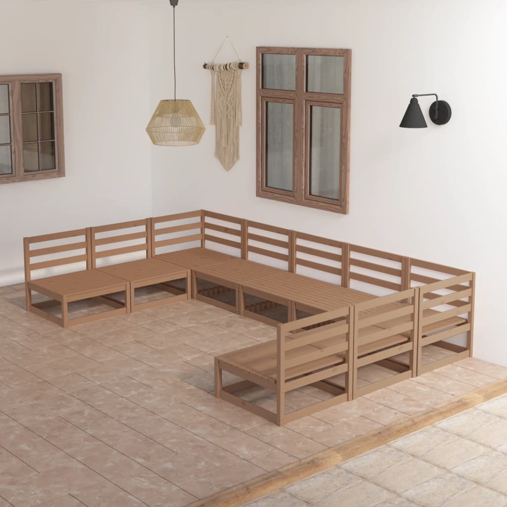vidaXL 9-piece Lounge Set Solid Pine Wood