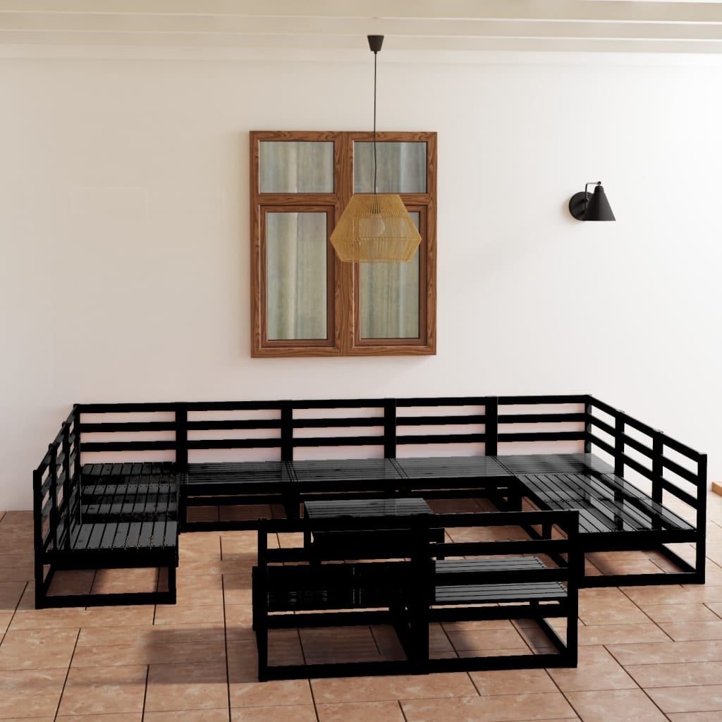vidaXL 12-piece Solid Pinewood Lounge Set
