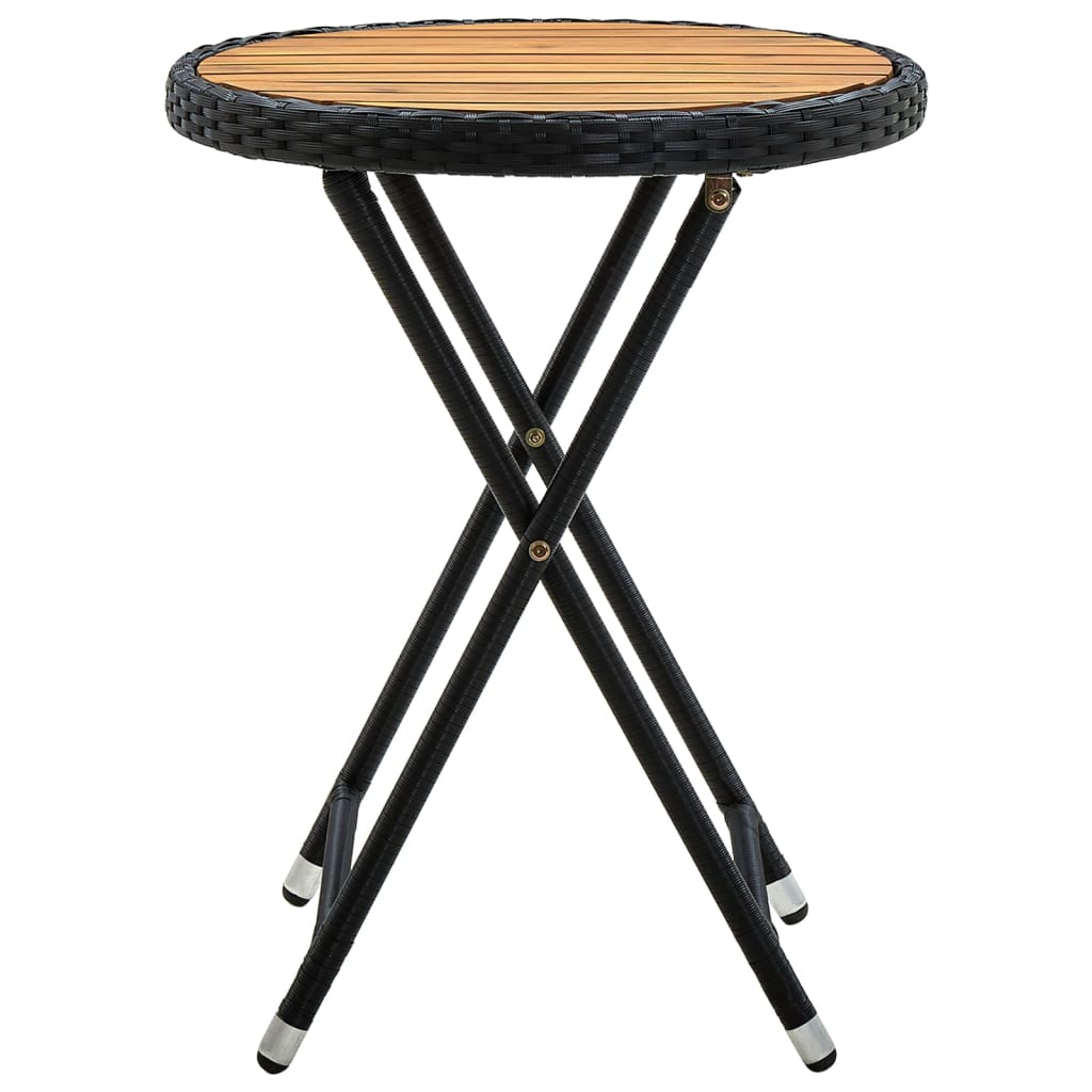 vidaXL Salontafel 60 cm poly rattan en massief acaciahout zwart