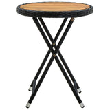 vidaXL Salontafel 60 cm poly rattan en massief acaciahout zwart