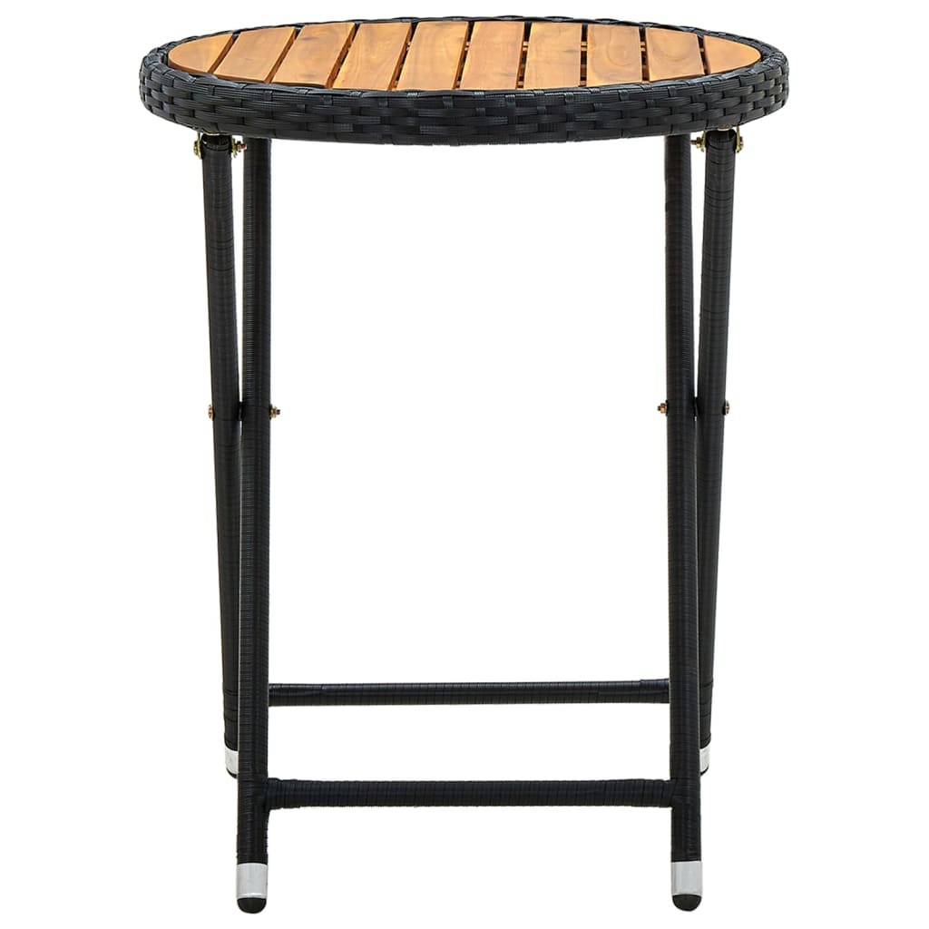 vidaXL Salontafel 60 cm poly rattan en massief acaciahout zwart