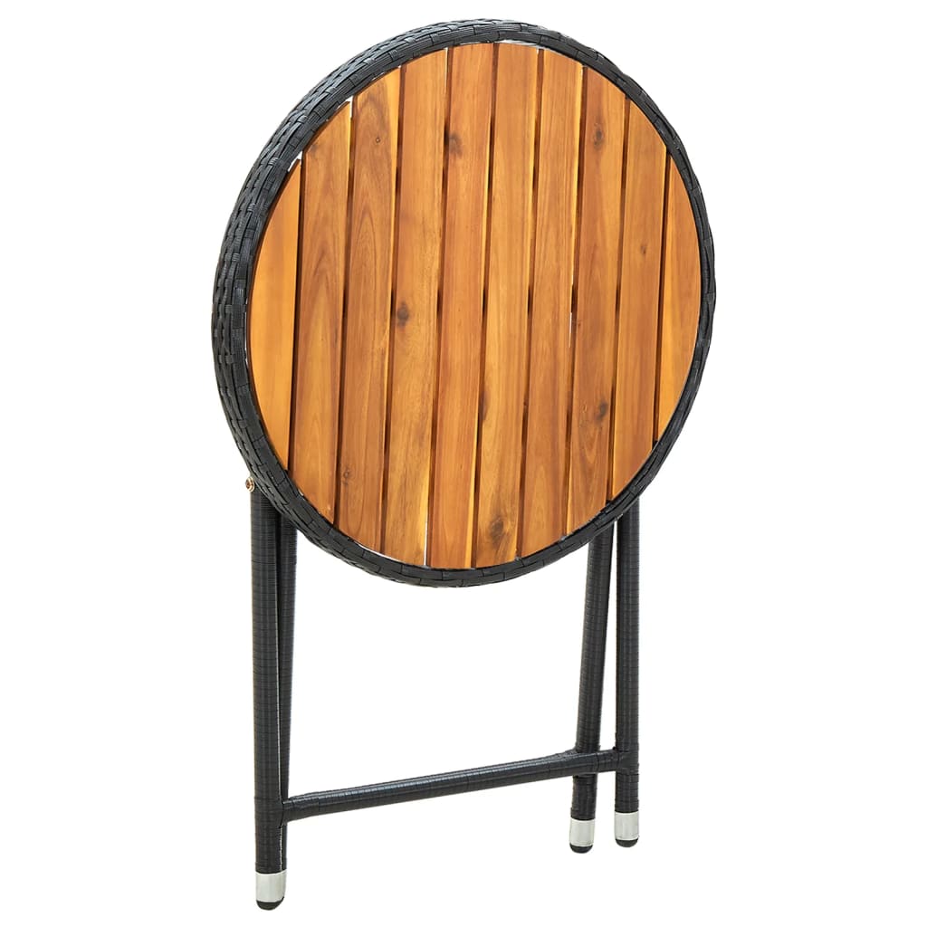 vidaXL Salontafel 60 cm poly rattan en massief acaciahout zwart