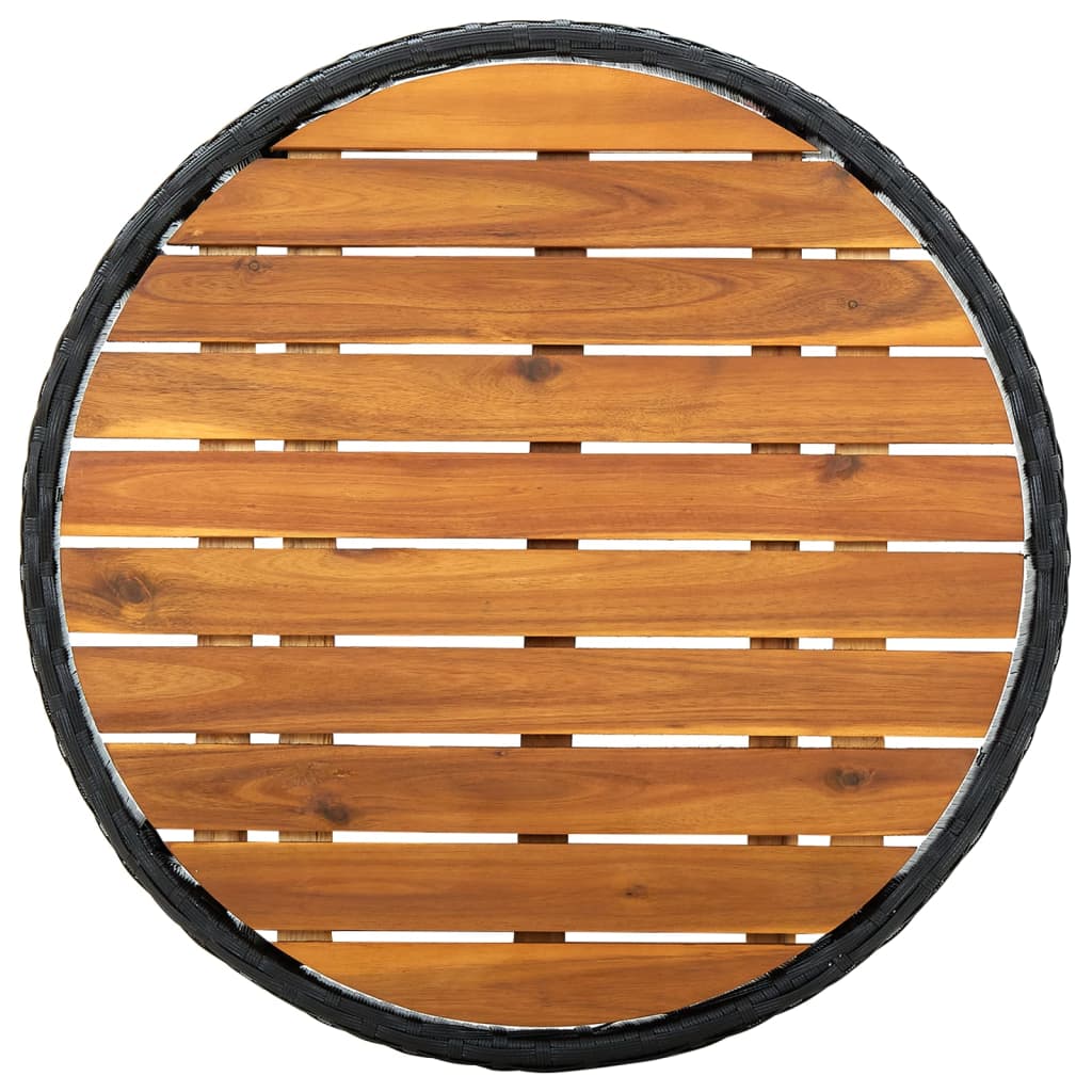 vidaXL Salontafel 60 cm poly rattan en massief acaciahout zwart