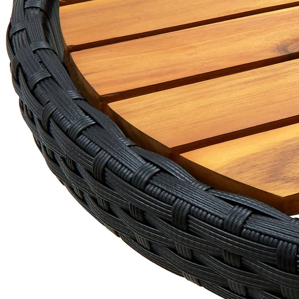 vidaXL Salontafel 60 cm poly rattan en massief acaciahout zwart