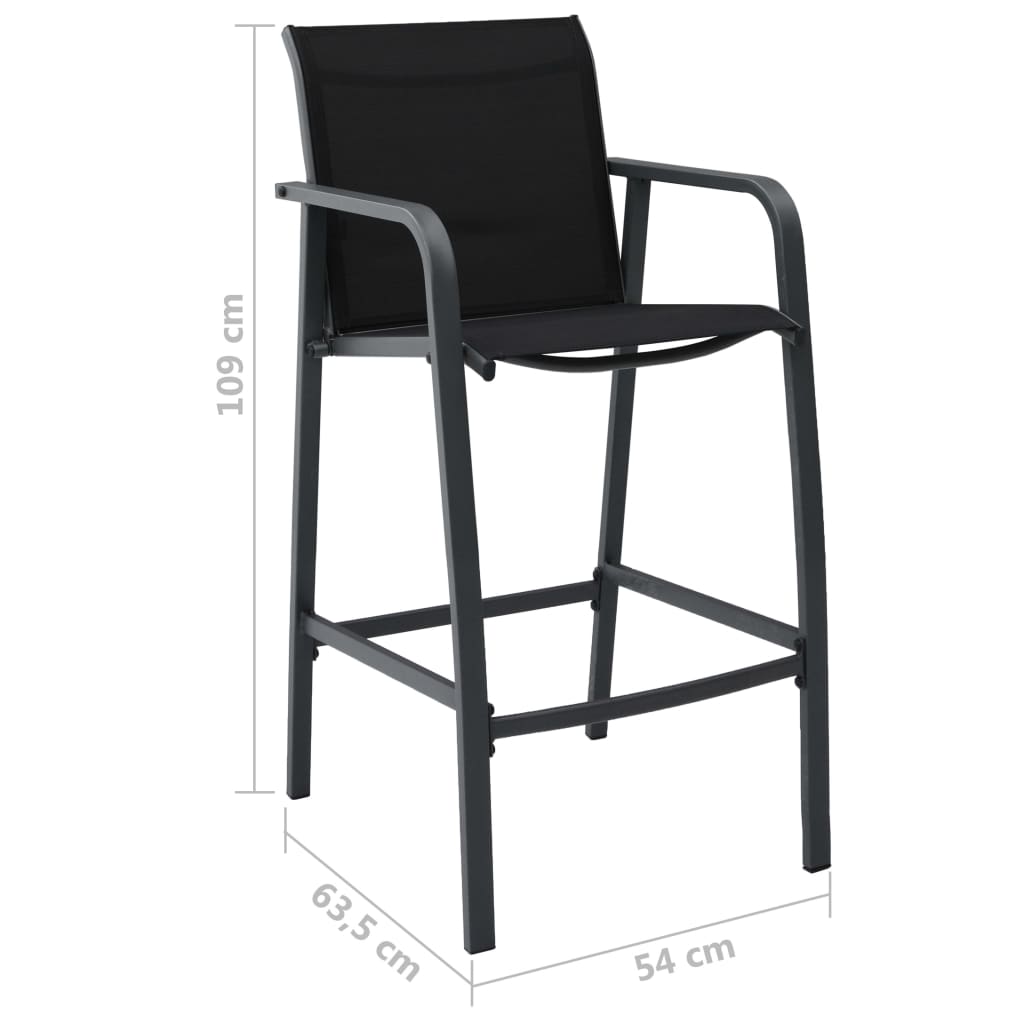 vidaXL 3-Piece Garden Bar Set Black