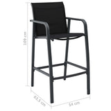 vidaXL 3-Piece Garden Bar Set Black