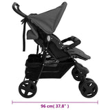 vidaXL Double Stroller Steel Light Grey