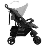 vidaXL Double Stroller Steel Light Grey