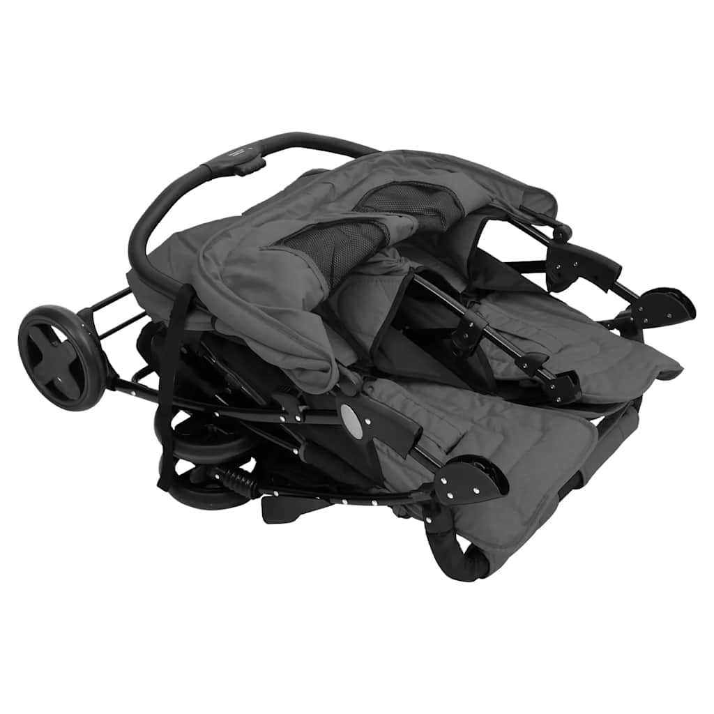 vidaXL Double Stroller Steel Light Grey