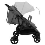 vidaXL Twin Stroller Steel Light Grey and Black
