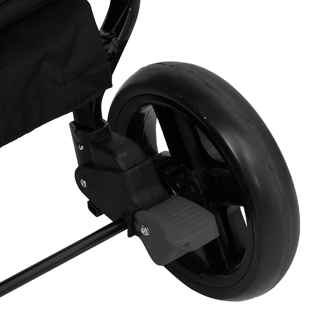 vidaXL Twin Stroller Steel Light Grey and Black