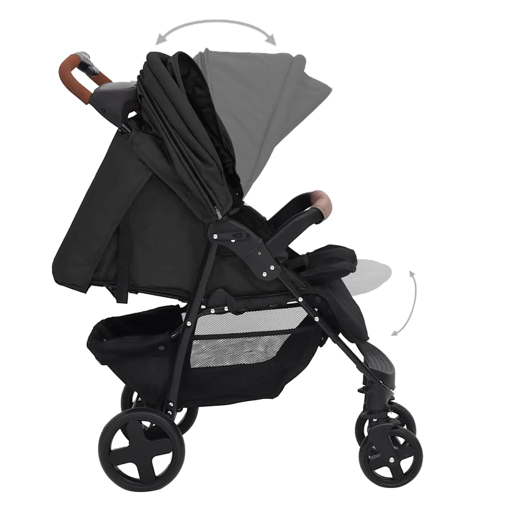 vidaXL 2-in-1 Steel Stroller Light Grey
