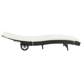vidaXL Sun Loungers 2 pcs with Wheels and Cushions Poly Rattan Black