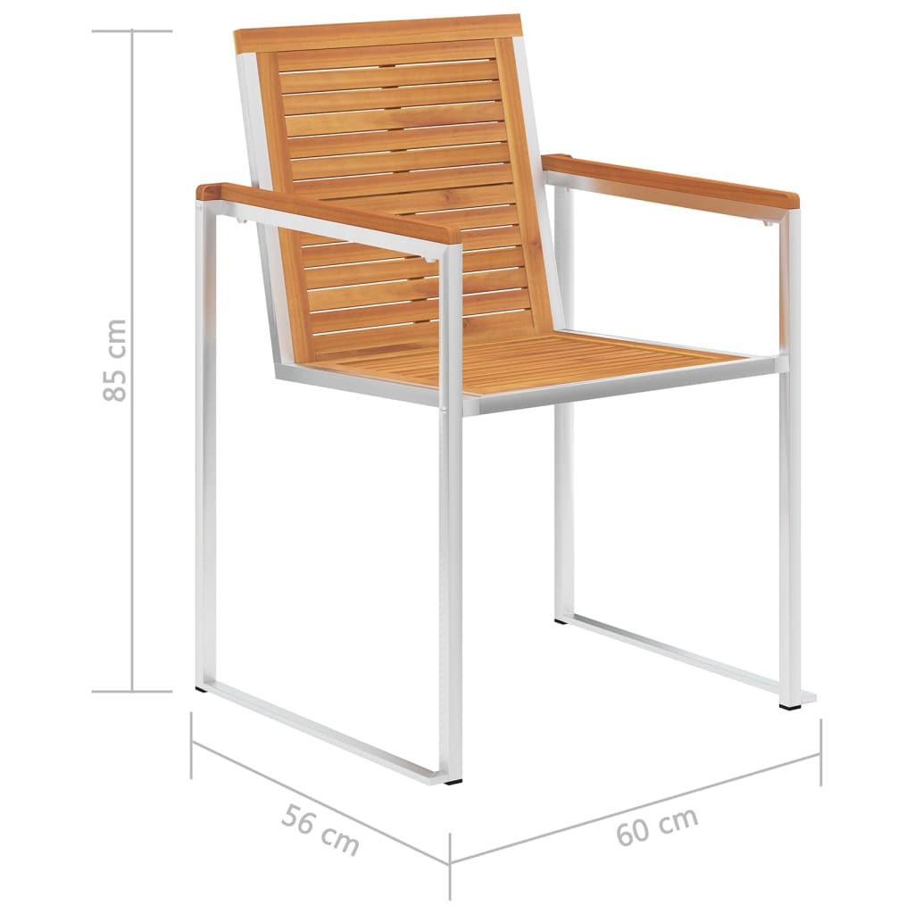 vidaXL Garden chairs 4 pcs solid acacia wood and stainless steel