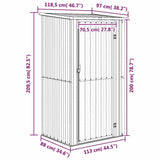 vidaXL Tuinhuis Groen 118,5x97x209,5 cm Gegalvaniseerd Staal