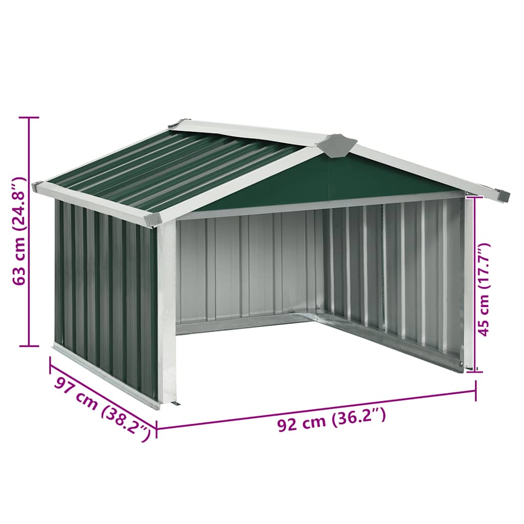vidaXL Overkapping voor robotmaaier 92x97x63 cm staal groen