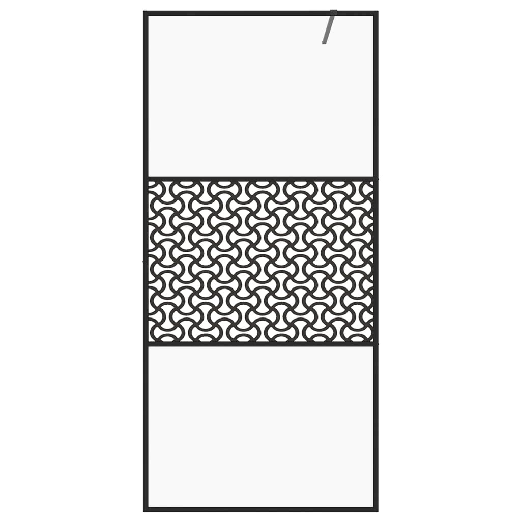 vidaXL Inloopdouchewand 80x195 cm ESG-glas transparant en zwart