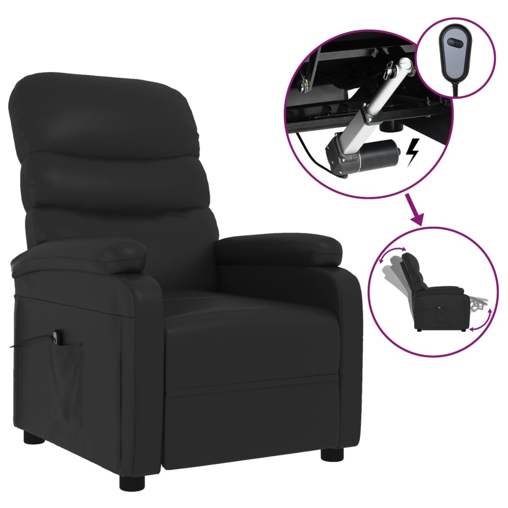 vidaXL Fauteuil elektrisch verstelbaar kunstleer zwart