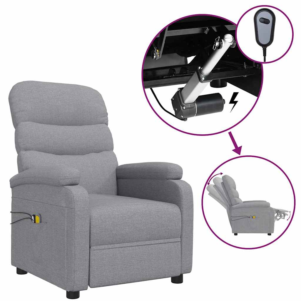 vidaXL Electric Massage Chair Fabric Light Grey